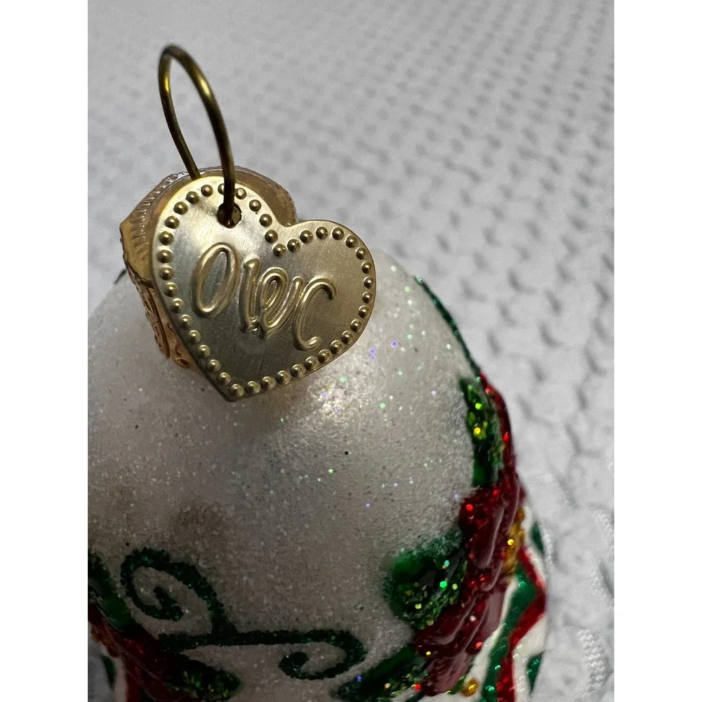 Old World Christmas Hand Blown Glass Bell Ornament Poinsettia‎ OWC Cottagecore